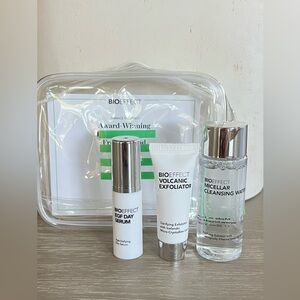 BIOEFFECT Flawless Radiance Trio Serum, Exfoliator, Cleansing Water Travel Size